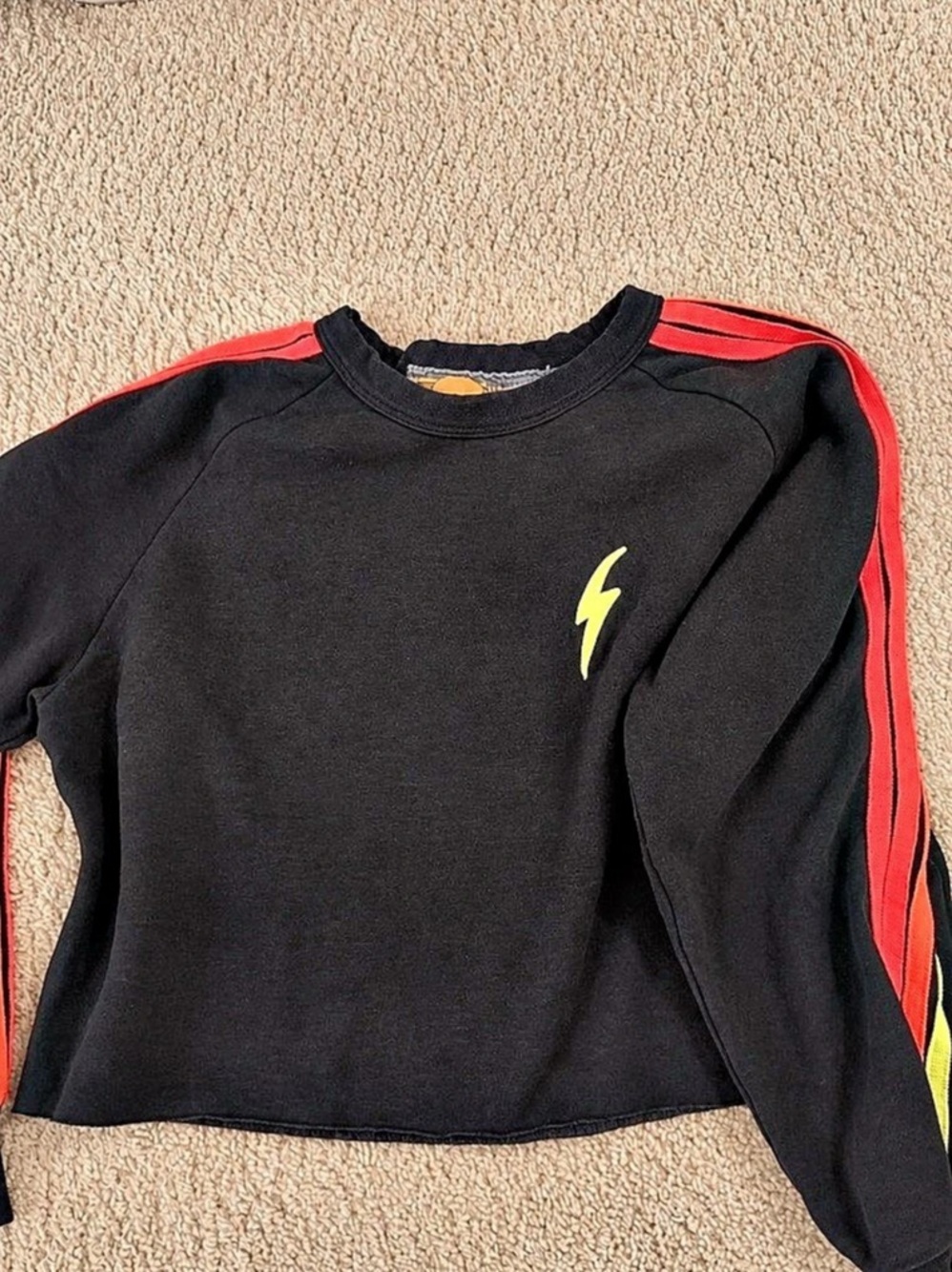 Aviator Nation Bolt Cropped Crew Sweatshirt